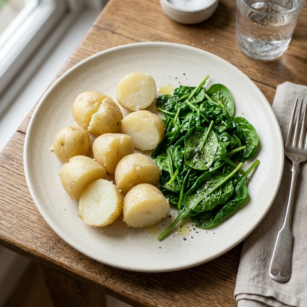 Steamed Potato Spinach Plate
